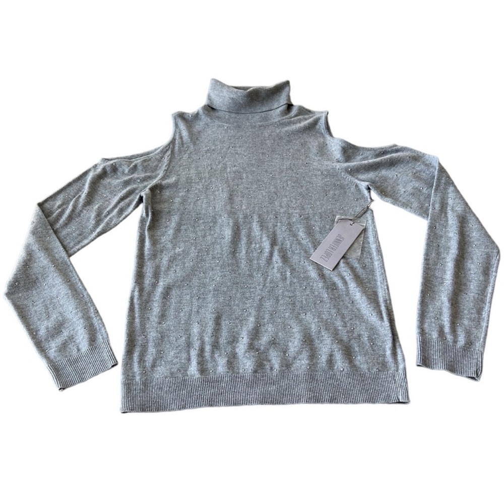 Jennifer Lopez Cold Shoulder Sweater, NWT, Size-M, Color-Grey